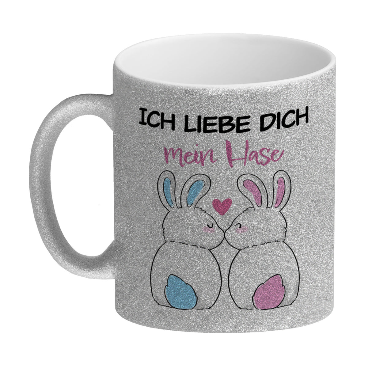 Ich liebe dich mein Hase Kaffeebecher mit küssendem Hasenpaar