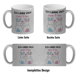 Ich liebe dich mein Hase Kaffeebecher mit küssendem Hasenpaar