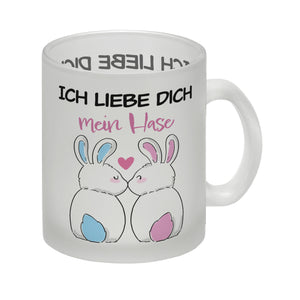 Ich liebe dich mein Hase Kaffeebecher mit küssendem Hasenpaar