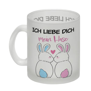 Ich liebe dich mein Hase Kaffeebecher mit küssendem Hasenpaar