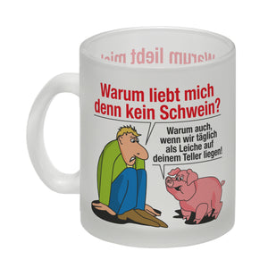 Kaffeebecher zum Thema Fleischesser und Vegetarier mit Schweine Motiv