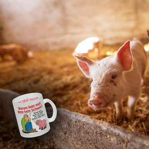 Kaffeebecher zum Thema Fleischesser und Vegetarier mit Schweine Motiv