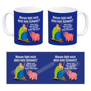 Kaffeebecher zum Thema Fleischesser und Vegetarier mit Schweine Motiv