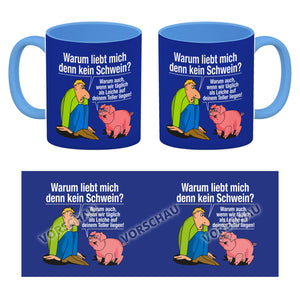 Kaffeebecher zum Thema Fleischesser und Vegetarier mit Schweine Motiv
