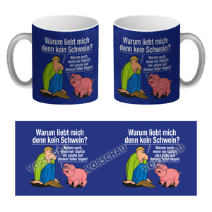Kaffeebecher zum Thema Fleischesser und Vegetarier mit Schweine Motiv
