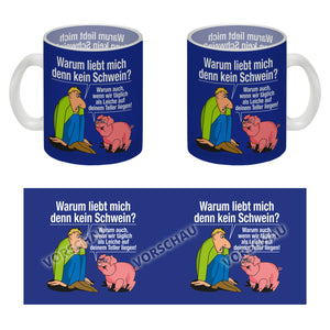 Kaffeebecher zum Thema Fleischesser und Vegetarier mit Schweine Motiv