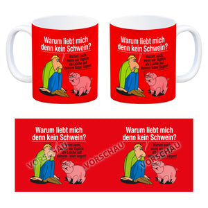 Kaffeebecher zum Thema Fleischesser und Vegetarier mit Schweine Motiv
