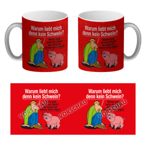 Kaffeebecher zum Thema Fleischesser und Vegetarier mit Schweine Motiv