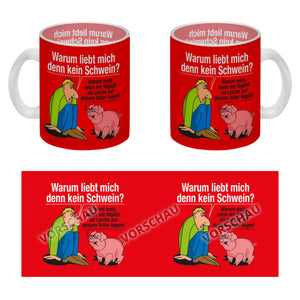 Kaffeebecher zum Thema Fleischesser und Vegetarier mit Schweine Motiv