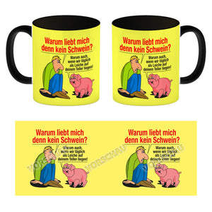 Kaffeebecher zum Thema Fleischesser und Vegetarier mit Schweine Motiv