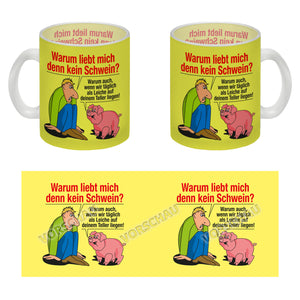 Kaffeebecher zum Thema Fleischesser und Vegetarier mit Schweine Motiv