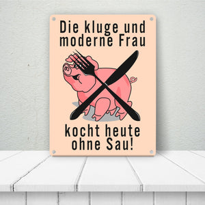 Schweine Metallschild zum Thema Vegetarier und Fleischesser