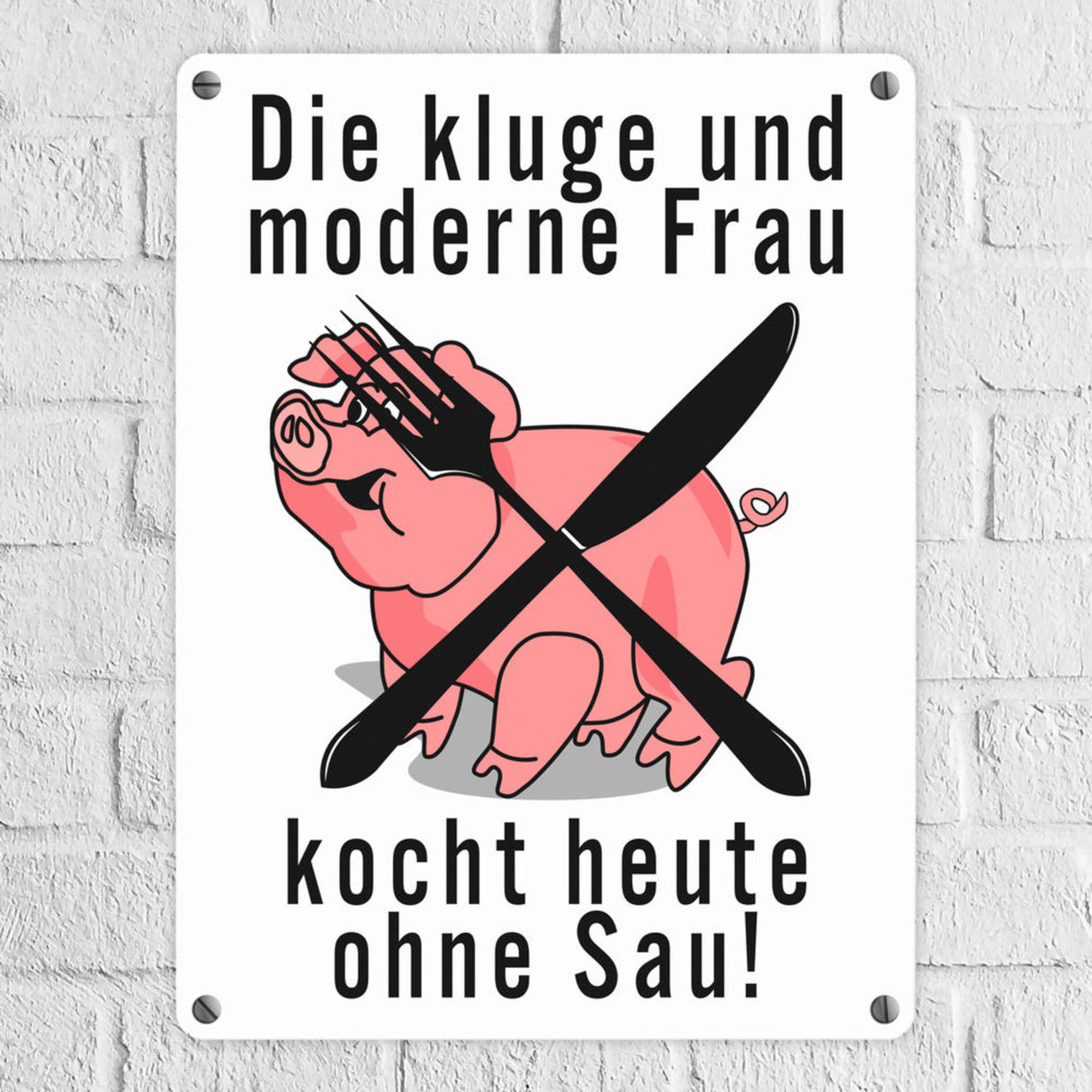 Schweine Metallschild zum Thema Vegetarier und Fleischesser