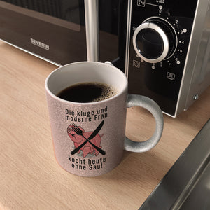 Vegetarier und Fleischesser Kaffeebecher mit Schweine Motiv in rosa