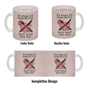Vegetarier und Fleischesser Kaffeebecher mit Schweine Motiv in rosa