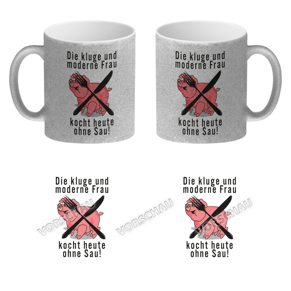 Vegetarier und Fleischesser Kaffeebecher mit Schweine Motiv in rosa