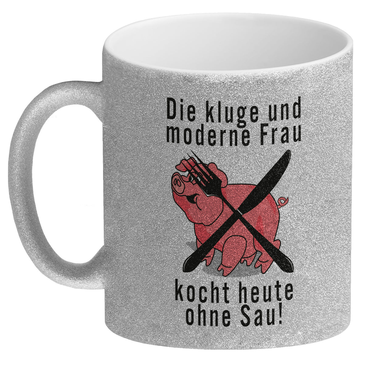 Vegetarier und Fleischesser Kaffeebecher mit Schweine Motiv in rosa