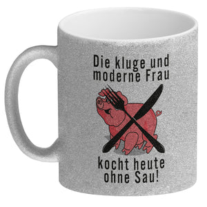 Vegetarier und Fleischesser Kaffeebecher mit Schweine Motiv in rosa
