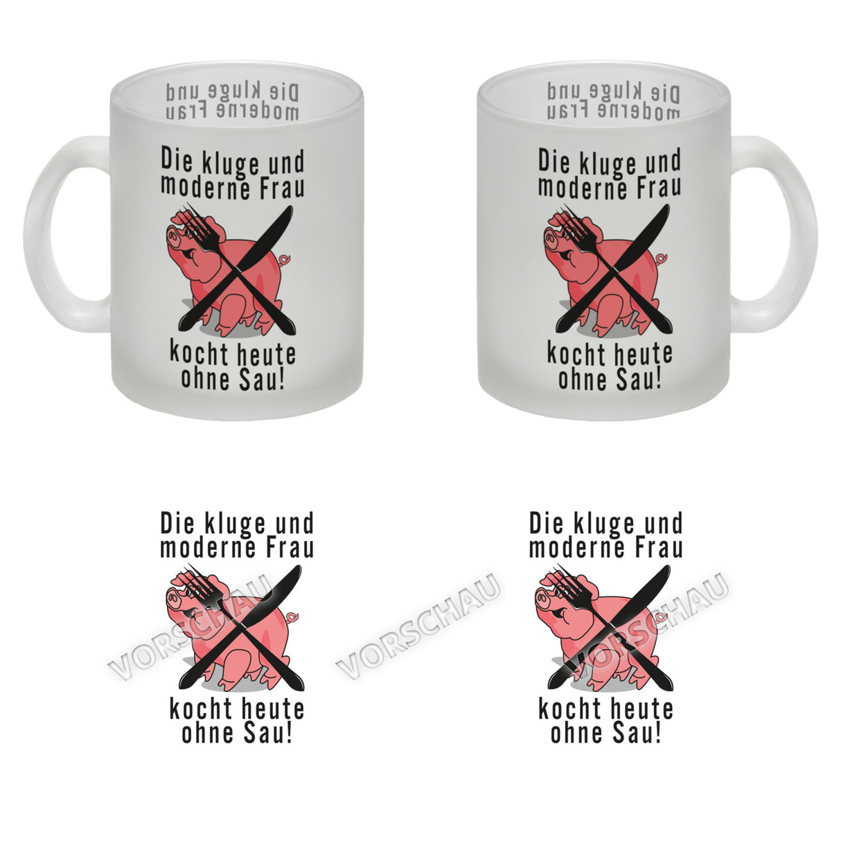 Vegetarier und Fleischesser Kaffeebecher mit Schweine Motiv in rosa