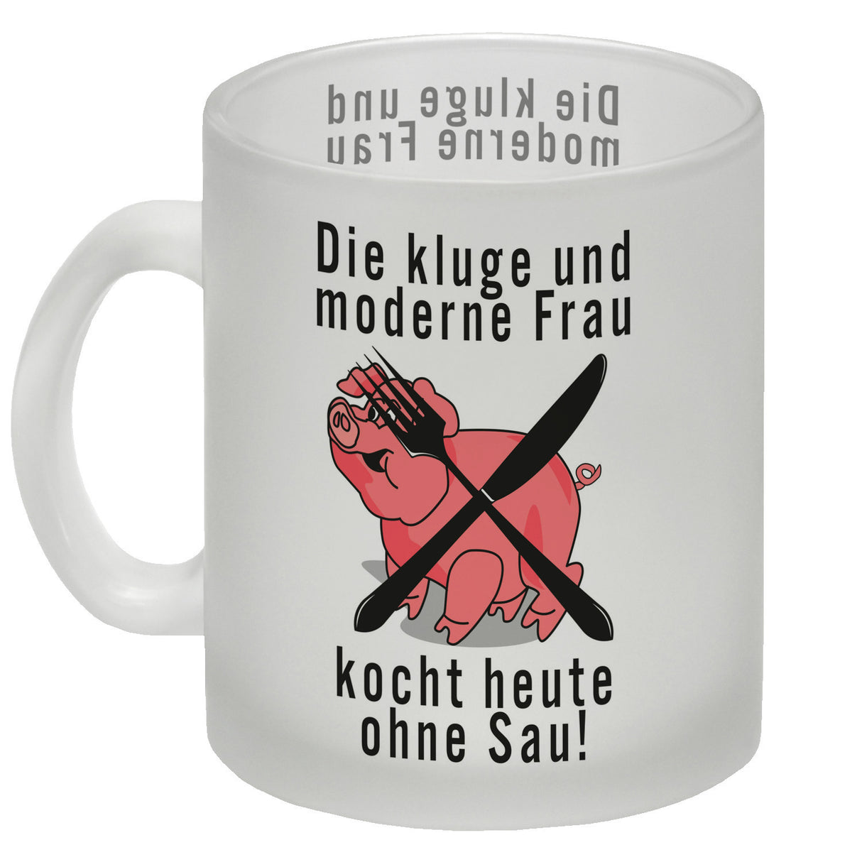 Vegetarier und Fleischesser Kaffeebecher mit Schweine Motiv in rosa