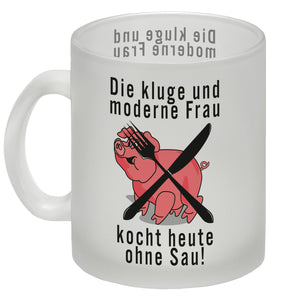 Vegetarier und Fleischesser Kaffeebecher mit Schweine Motiv in rosa