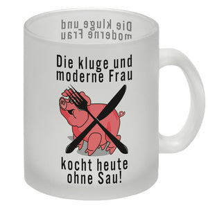 Vegetarier und Fleischesser Kaffeebecher mit Schweine Motiv in rosa
