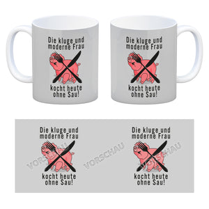 Vegetarier und Fleischesser Kaffeebecher mit Schweine Motiv in rosa