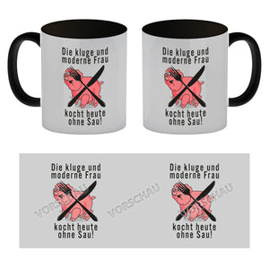 Vegetarier und Fleischesser Kaffeebecher mit Schweine Motiv in rosa