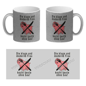 Vegetarier und Fleischesser Kaffeebecher mit Schweine Motiv in rosa