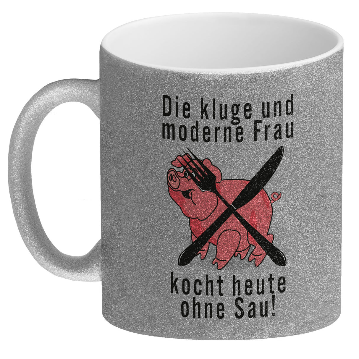 Vegetarier und Fleischesser Kaffeebecher mit Schweine Motiv in rosa