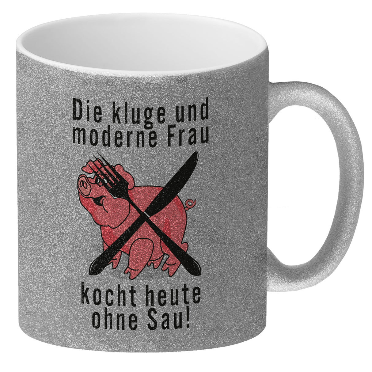 Vegetarier und Fleischesser Kaffeebecher mit Schweine Motiv in rosa
