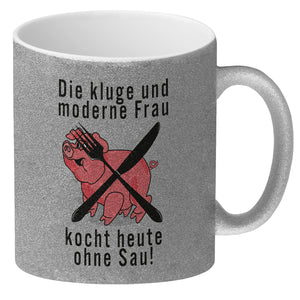 Vegetarier und Fleischesser Kaffeebecher mit Schweine Motiv in rosa