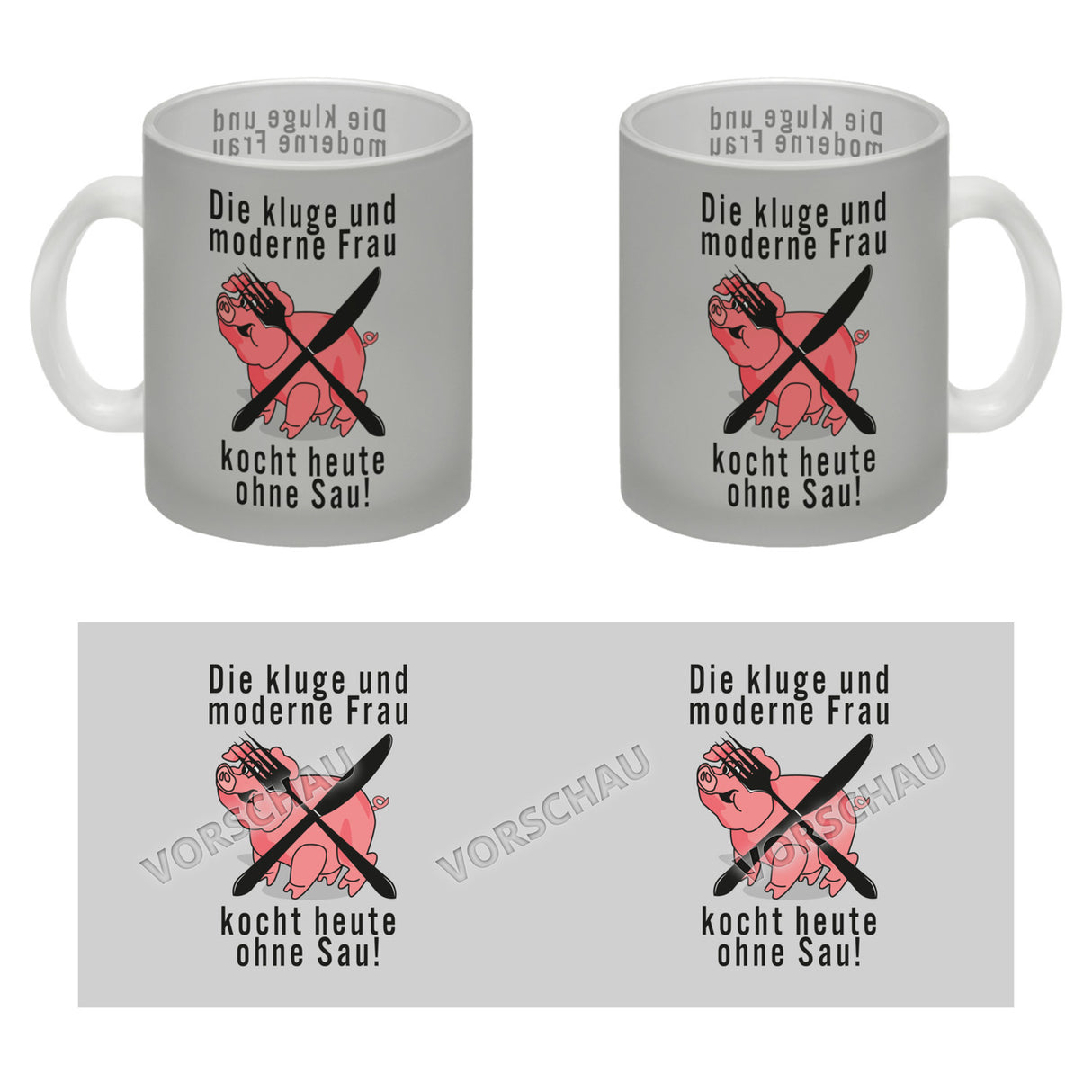 Vegetarier und Fleischesser Kaffeebecher mit Schweine Motiv in rosa
