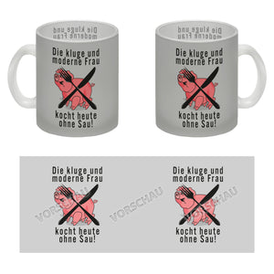 Vegetarier und Fleischesser Kaffeebecher mit Schweine Motiv in rosa