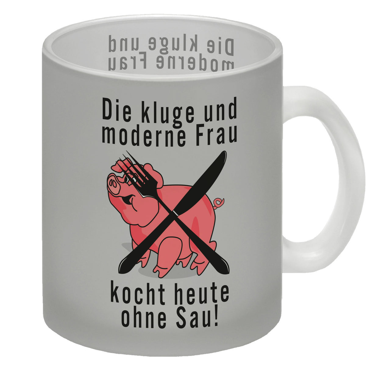 Vegetarier und Fleischesser Kaffeebecher mit Schweine Motiv in rosa
