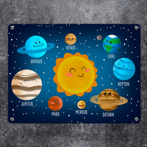 Sonnensystem Metallschild mit niedlichen Planeten