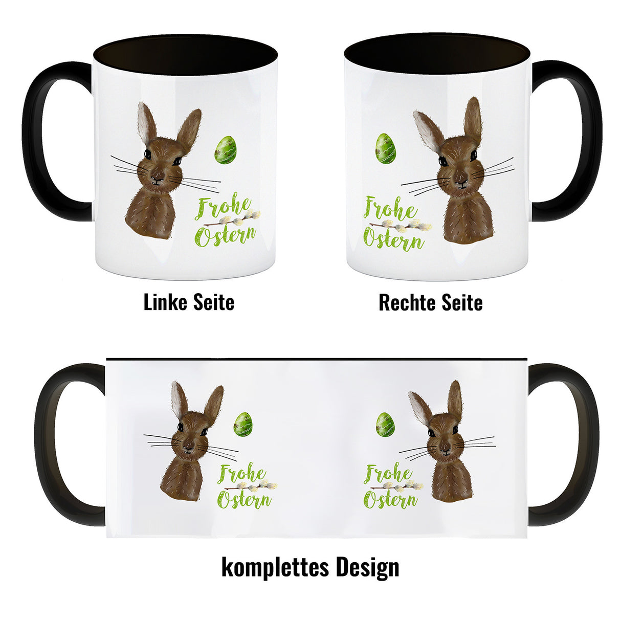 Frohe Ostern Kaffeebecher mit Osterhase und Osterei