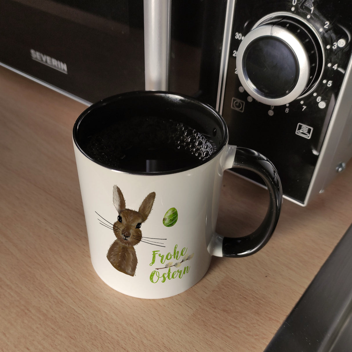Frohe Ostern Kaffeebecher mit Osterhase und Osterei