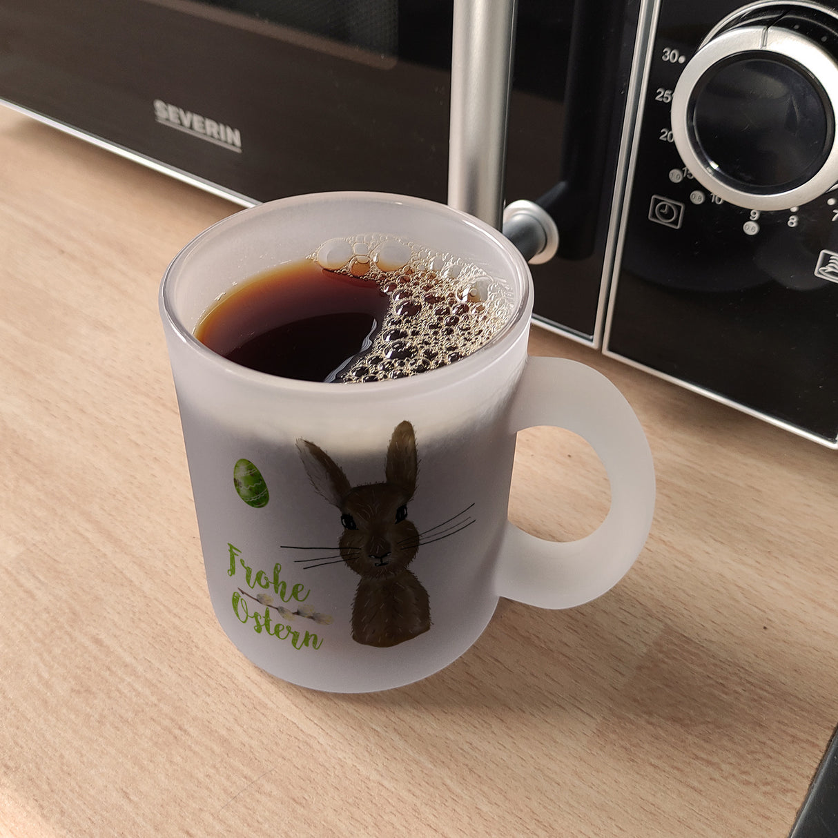 Frohe Ostern Kaffeebecher mit Osterhase und Osterei