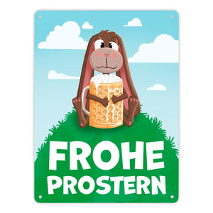 Frohe Prostern betrunkener Osterhase Metallschild für Ostern
