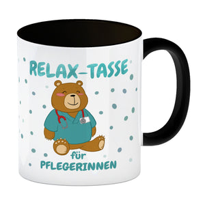 Relax Tasse für Pflegerinnen Kaffeebecher mit süßem Bären-Motiv