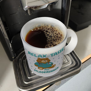 Relax Tasse für Pflegerinnen Kaffeebecher mit süßem Bären-Motiv