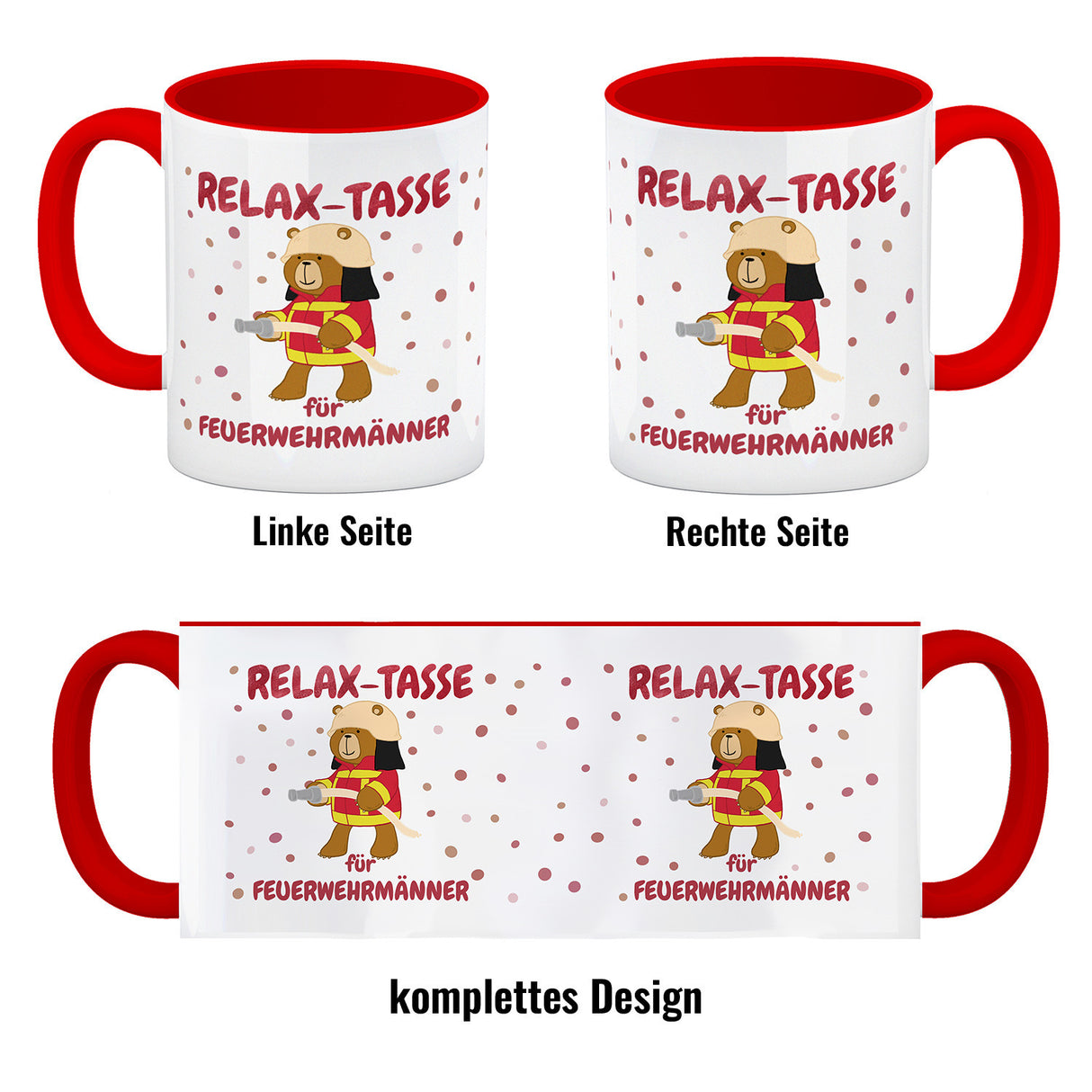 Relax Tasse für Feuerwehrmänner Kaffeebecher mit coolem Bären-Motiv
