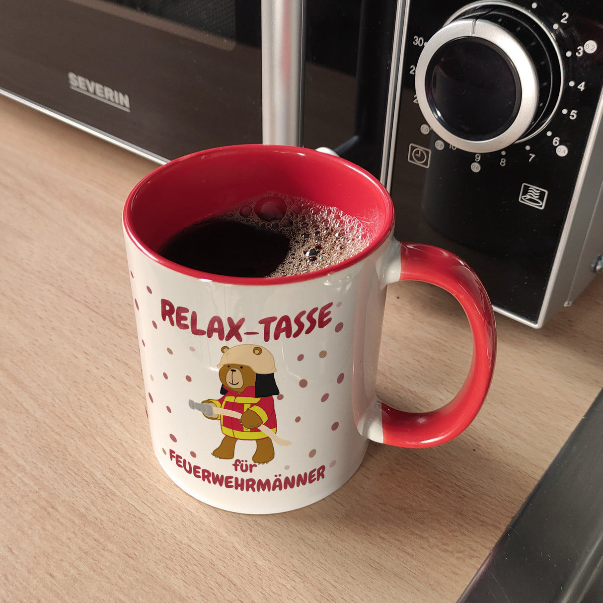 Relax Tasse für Feuerwehrmänner Kaffeebecher mit coolem Bären-Motiv