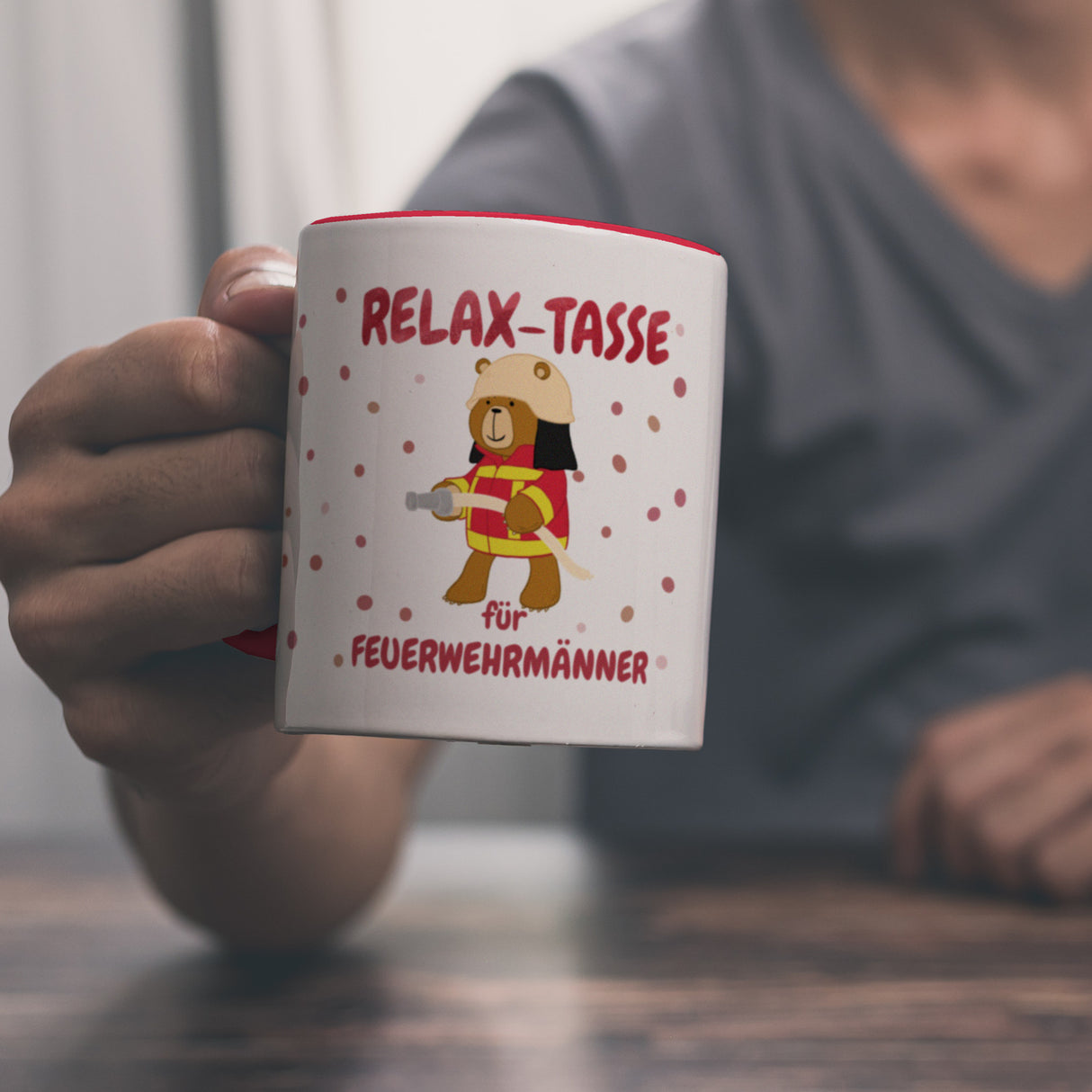 Relax Tasse für Feuerwehrmänner Kaffeebecher mit coolem Bären-Motiv