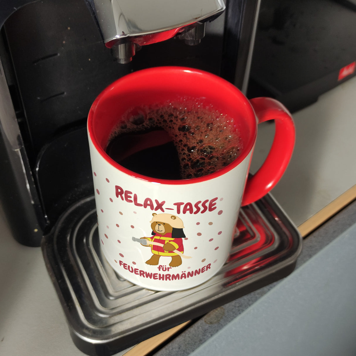 Relax Tasse für Feuerwehrmänner Kaffeebecher mit coolem Bären-Motiv