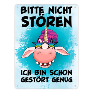 Bitte nicht stören ich bin schon gestört genug Einhorn Metallschild