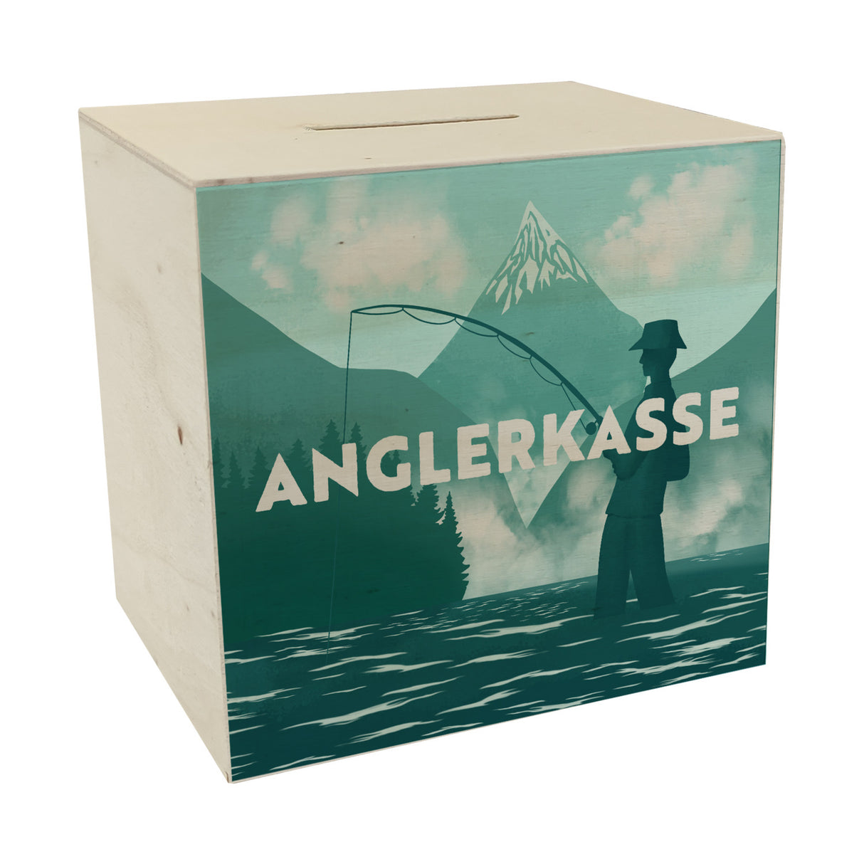 Anglerkasse Spardose mit Anglermotiv für Angler