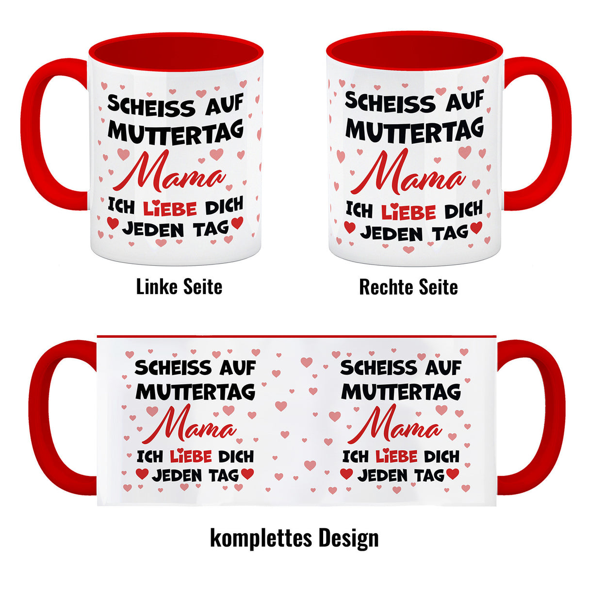 Scheiß auf Muttertag Kaffeebecher mit Herzchen-Muster für die beste Mama