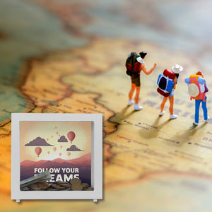 Follow your dreams Spardose mit Heißluftballons und Sonnenuntergang